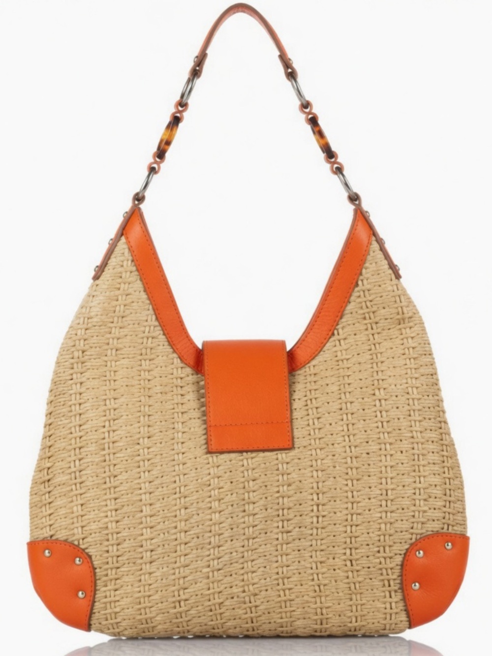 Dolce & Gabbana Straw Hobo with Orange Leather Trim - Picture 3 of 13